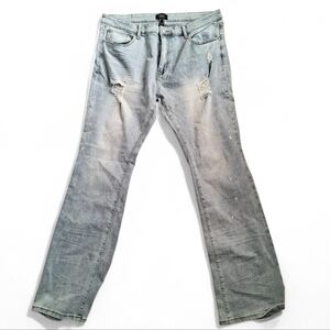Men's Forever 21 Slime Flare Distressed Light Wash Jeans Size 38